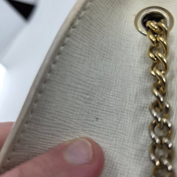 Furla Metropolis Mini Crossbody Bag White Saffiano Leather Gold Chain - Picture 10 of 14